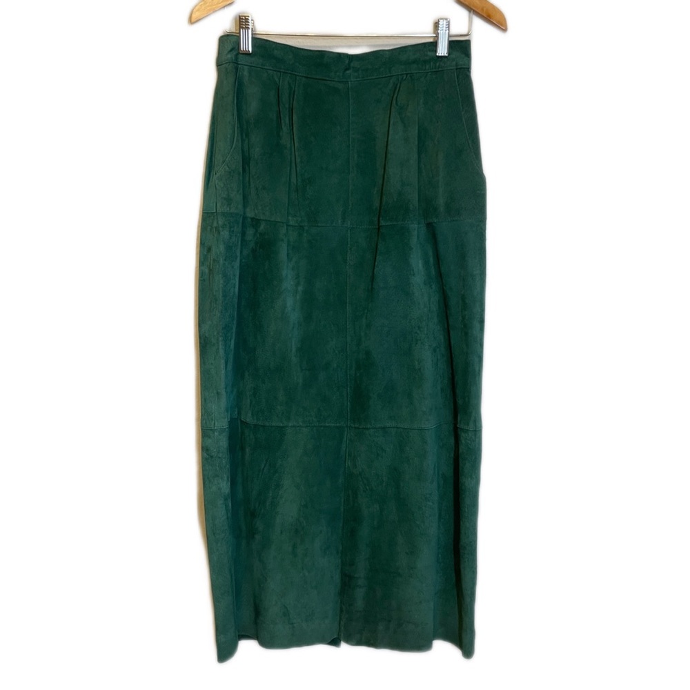 Vintage The Eagle’s Eye Green Suede Midi Skirt 90s Suede Pencil Skirt NWT